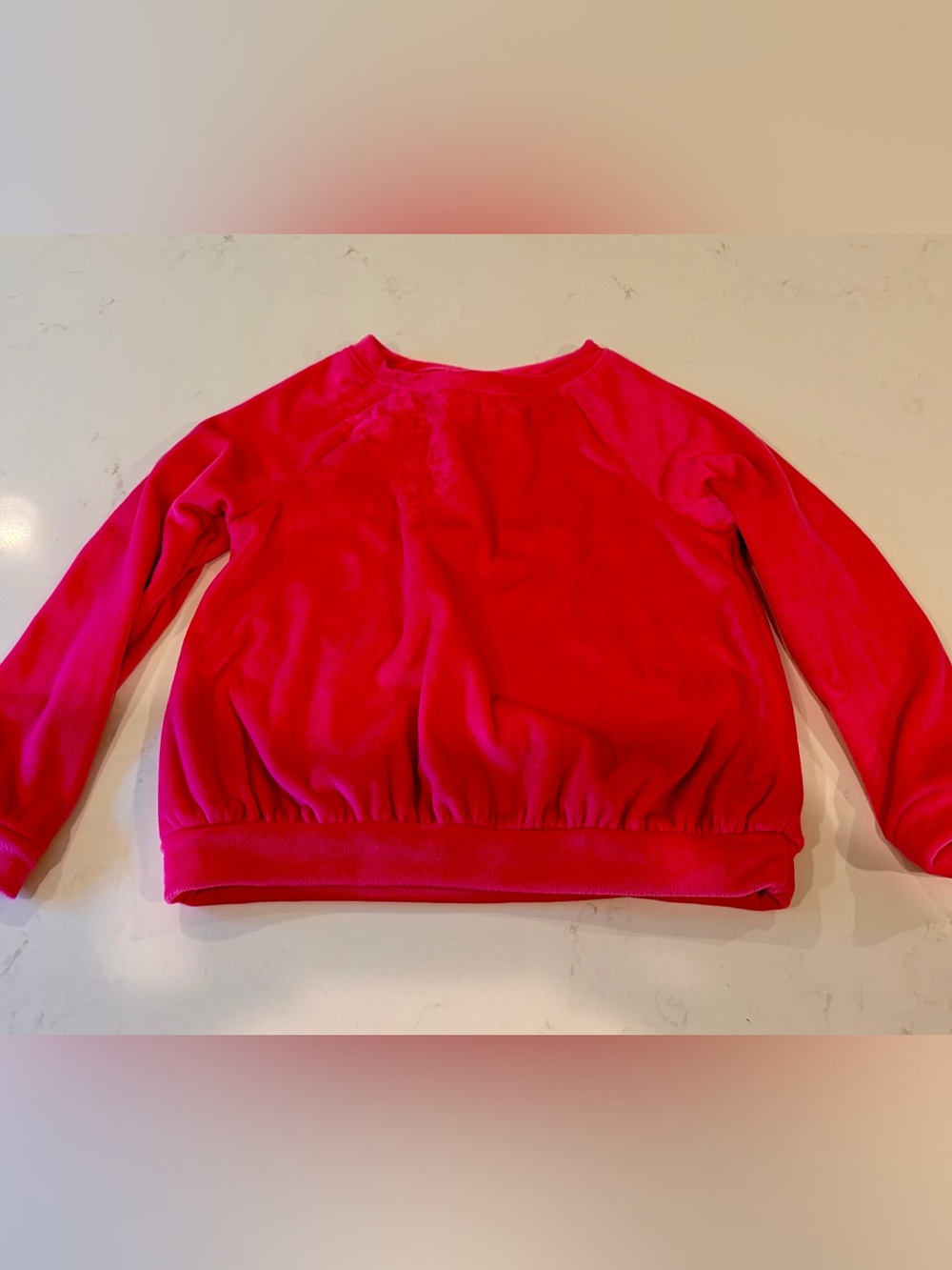 Cat & Jack Bright Pink Kids Velour Crewneck Sweatshirt